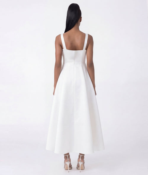 3d flower women's dress white back