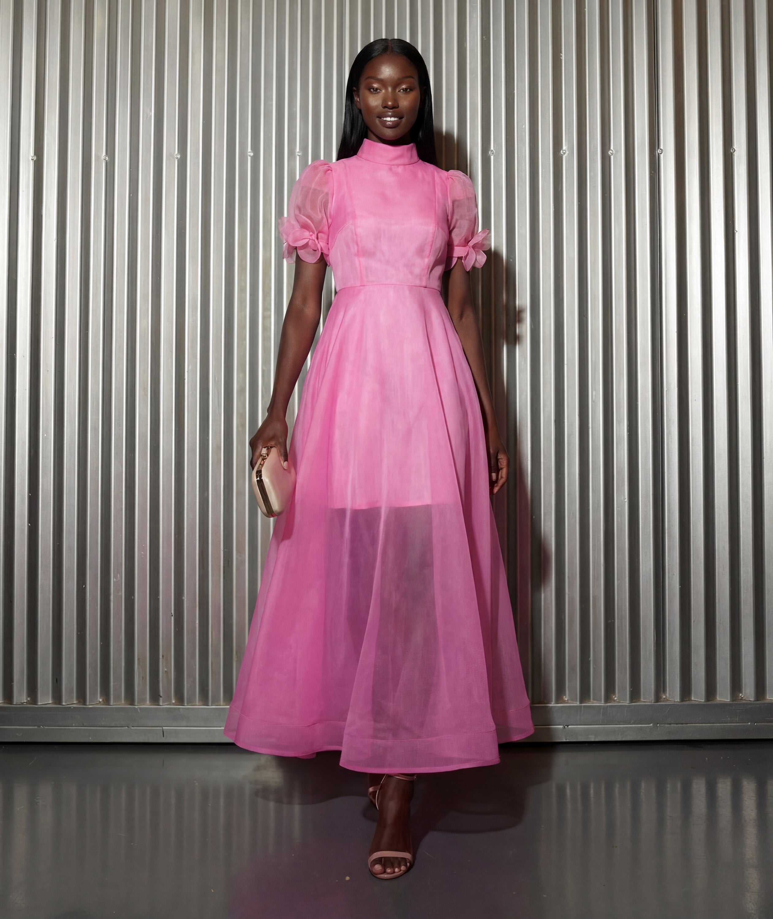 Sheer Organza Flowers Women's Dress