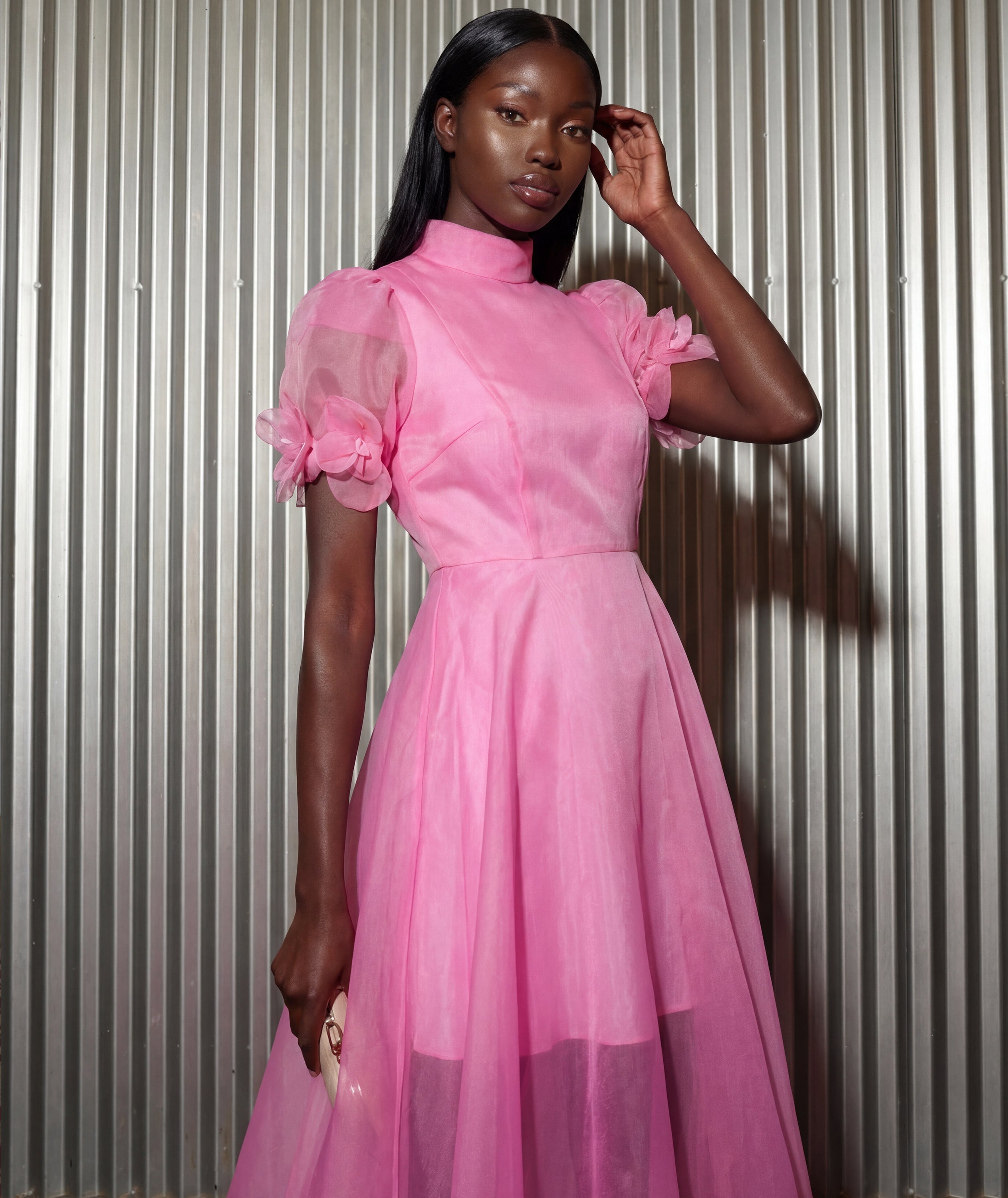 Sheer Organza Flowers Women's Dress