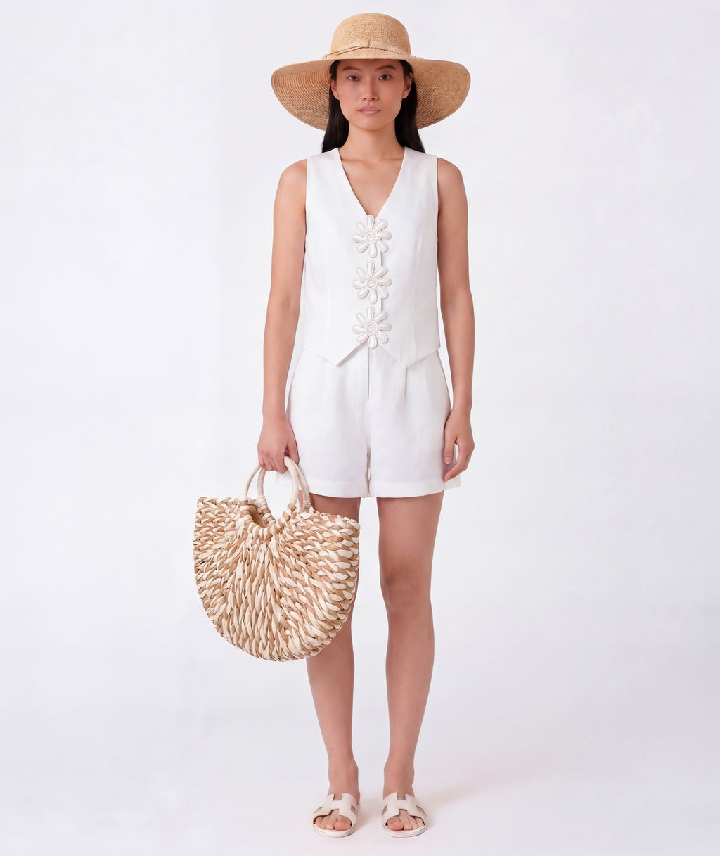 Sun Appliqués Women's Linen Outfit | 2 Pieces
