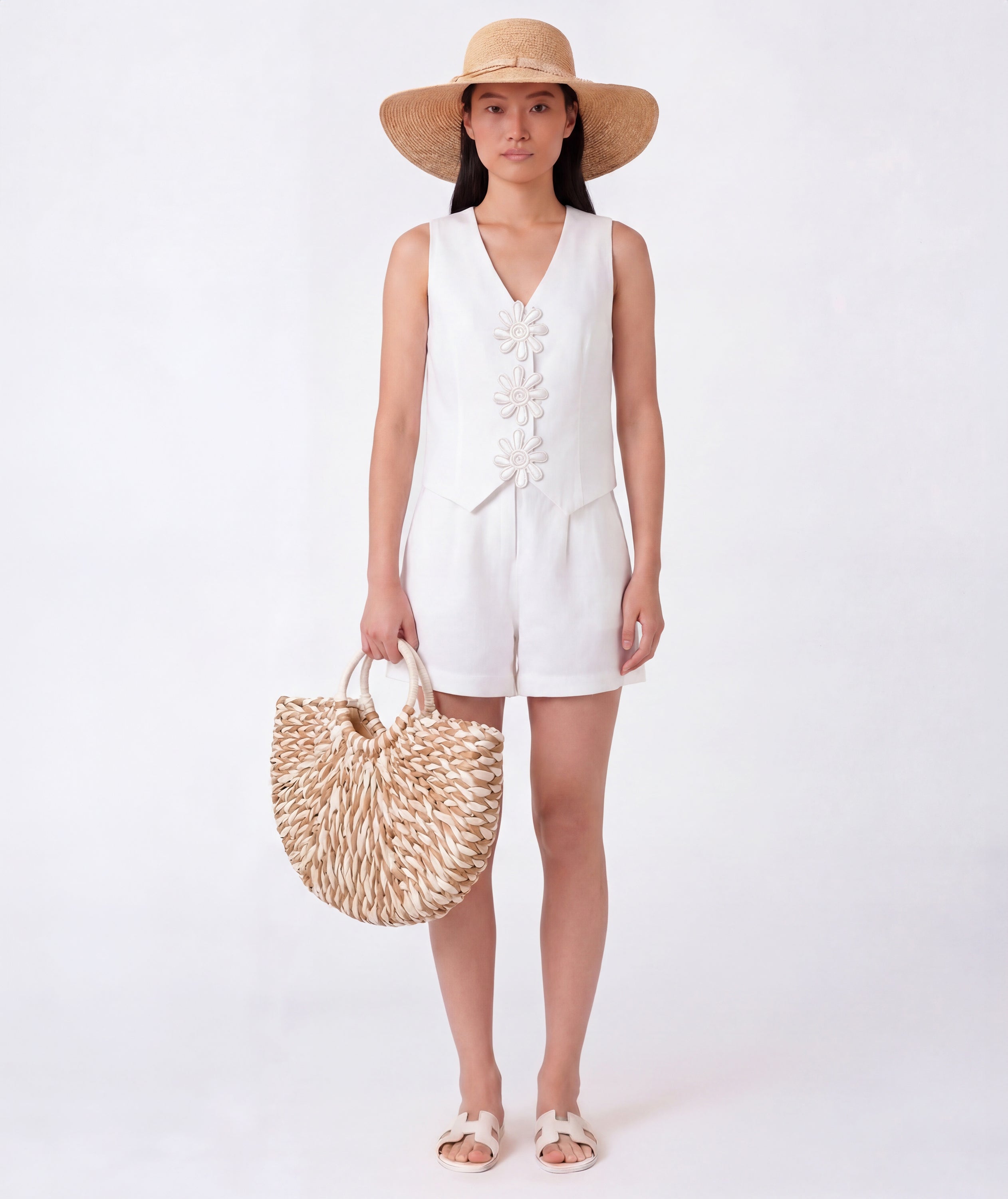 Sun Appliqués Women's Linen Outfit | 2 Pieces