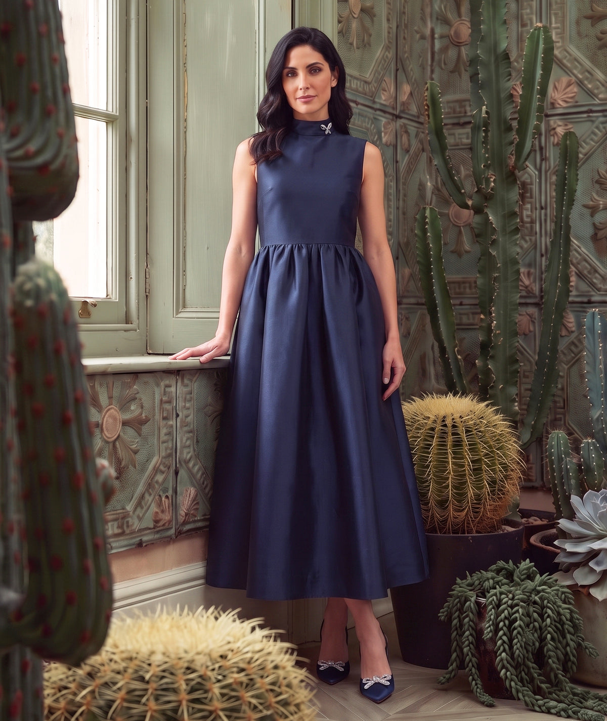 Crystal Collar Navy Women’s Dress