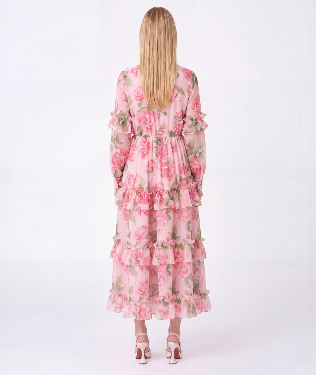 Chiffon Layers Rose Women's Dress