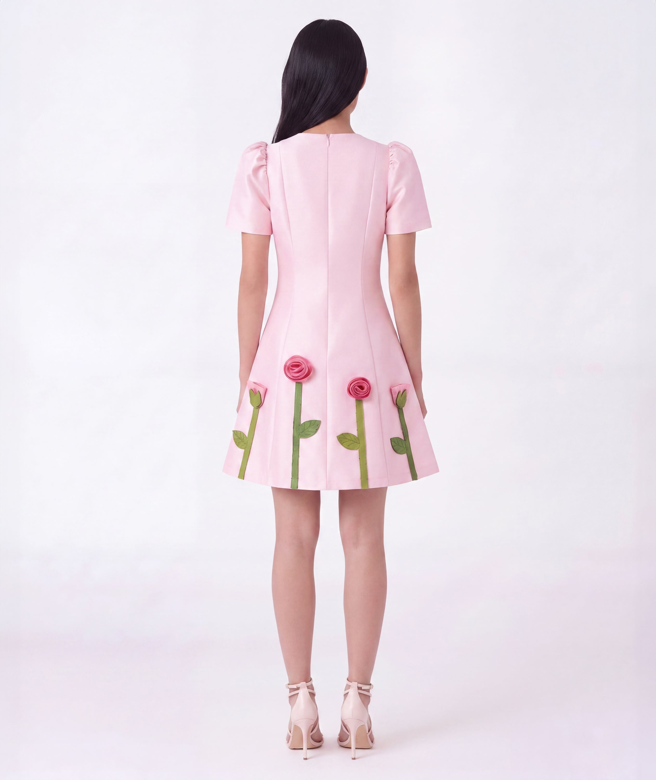 3D Rose Appliqué Women's Dress