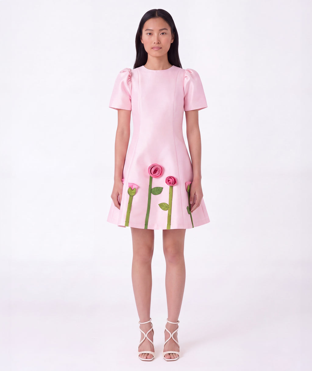 3D Rose Appliqué Women's Dress