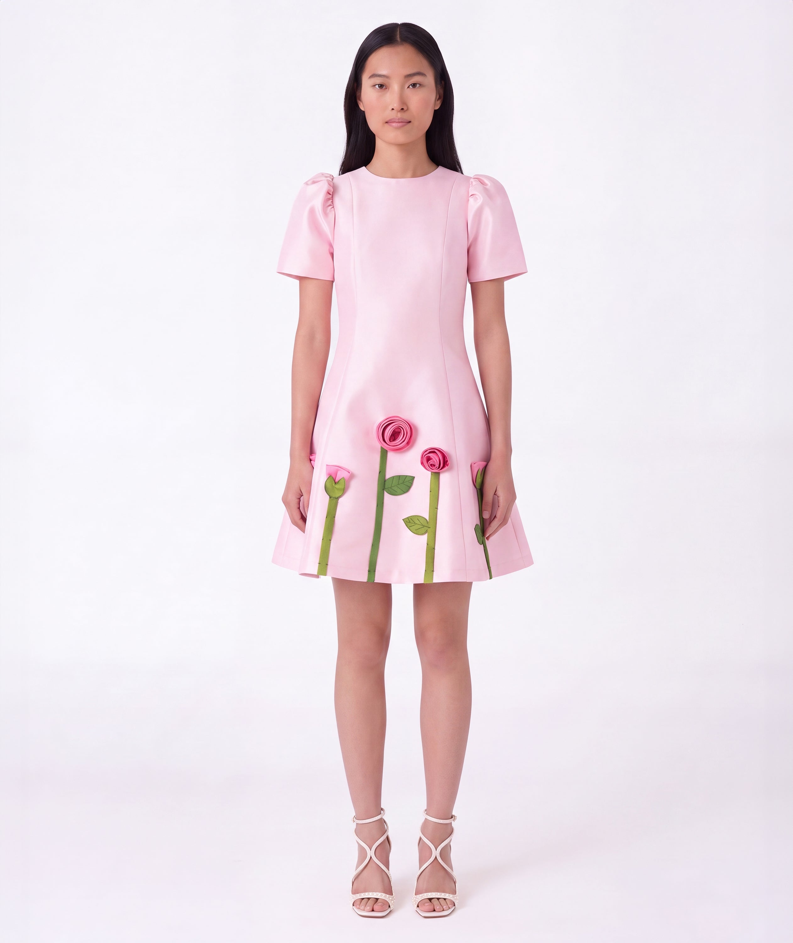 3D Rose Appliqué Women's Dress